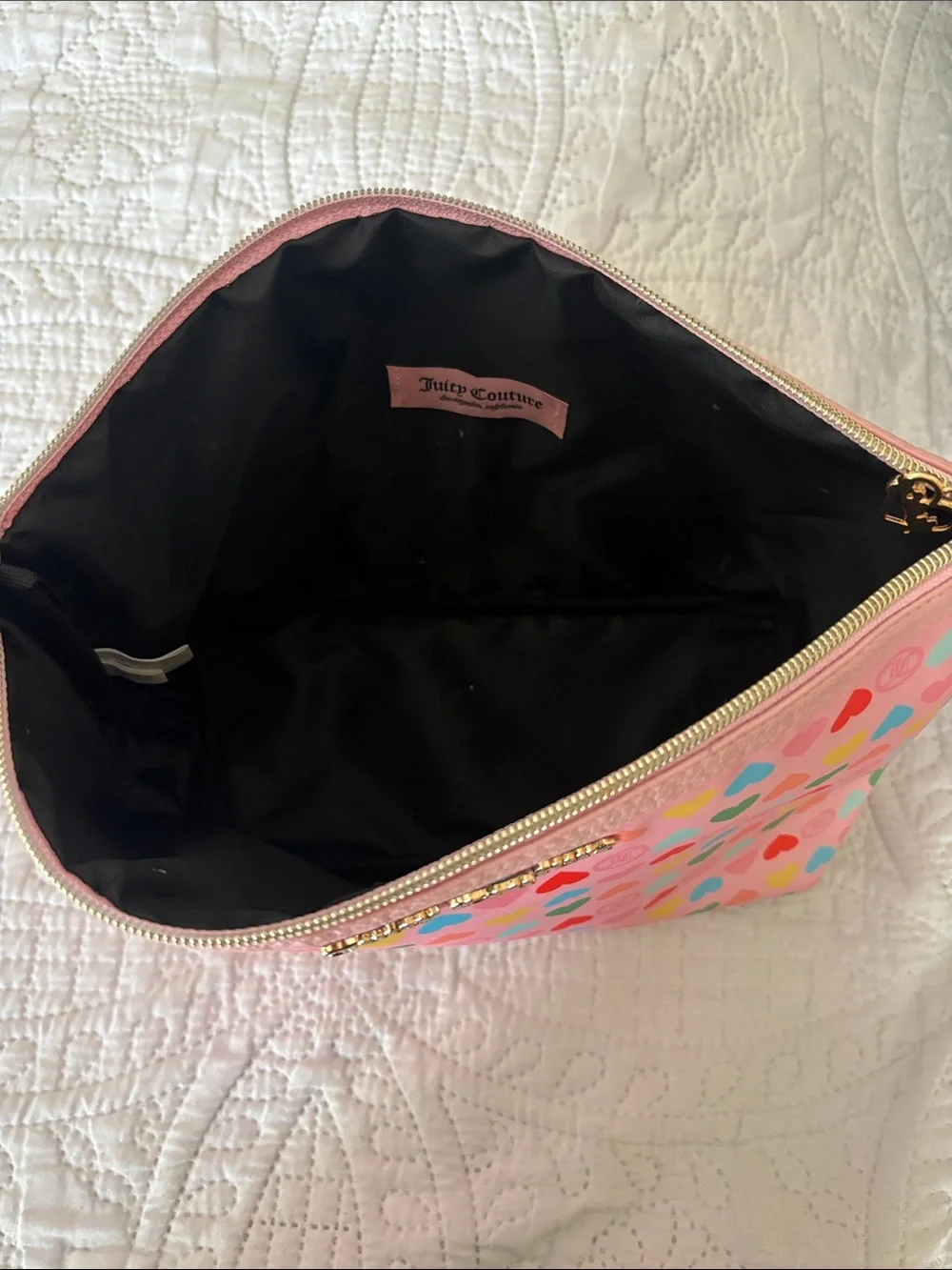 Juicy Couture Pink Multi-Heart Zip Pouch